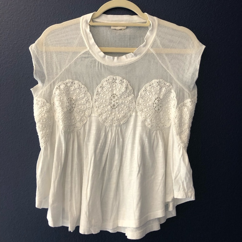 anthropologie: white shirt sleeve shirt